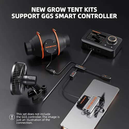 Vista 4 de Spider Farmer Kit completo de tienda de cultivo 2x4 SF2000 Samsung LM301H EVO y regulable Sistema completo de tienda de cultivo 24" x 47" x 71