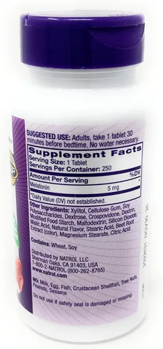 Vista 4 de Natrol® Melatonina tabletas de disolución rápida de 0,00018 oz sabor fresa 250, 1