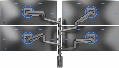 Vista 12 de VIVO Soporte de escritorio extra alto para monitor ultraancho doble con brazo neumático para pantallas de hasta 49 pulgadas, abrazadera resistente