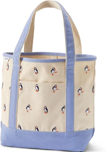 Vista 21 de Lands' End Bolso de lona abierto Natural/Azul marino radiante