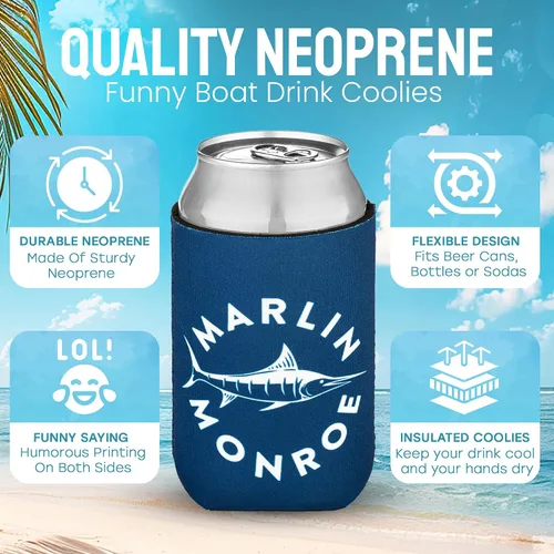 Vista 2 de Paquete de 10 fundas para enfriar latas, recuerdos de fiesta en barco, decoraciones de fiesta náutica, accesorios - divertido enfriador de cerveza
