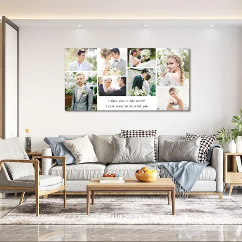 Vista 4 de LZIMU Lienzo de fotos de collage personalizado, arte de pared, lienzo de imágenes personalizadas, lienzo para decoración del hogar
