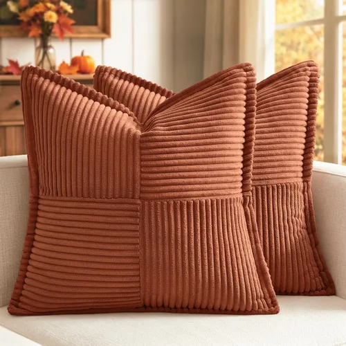 Vista 17 de MIULEE - Juego de 2 fundas de almohada beige de 12 x 12 pulgadas con entretejido, fundas de almohada a rayas bohemias supersuaves con textura