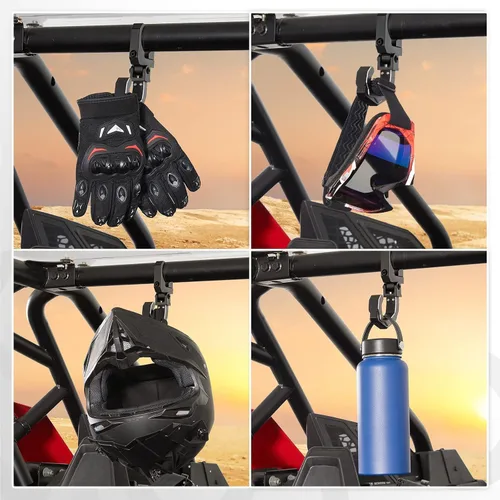 Vista 3 de KEMIMOTO - Gancho de aluminio para casco de UTV para auriculares para barra de rollo de 1.6 a 2 pulgadas Compatible con Polaris RZR Ranger, Can Am