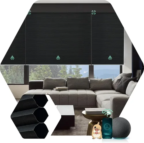 Vista 10 de Yoolax Persianas Celulares Motorizadas Compatibles con Alexa, Persianas Motorizadas Blackout Inteligentes de Panal para Ventanas, Persianas