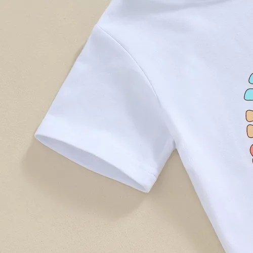 Vista 5 de Rtnnsbbfcm Conjunto de camiseta de manga corta para bebé niña con estampado de trébol irlandés y pantalones acampanados para el día de San Patricio