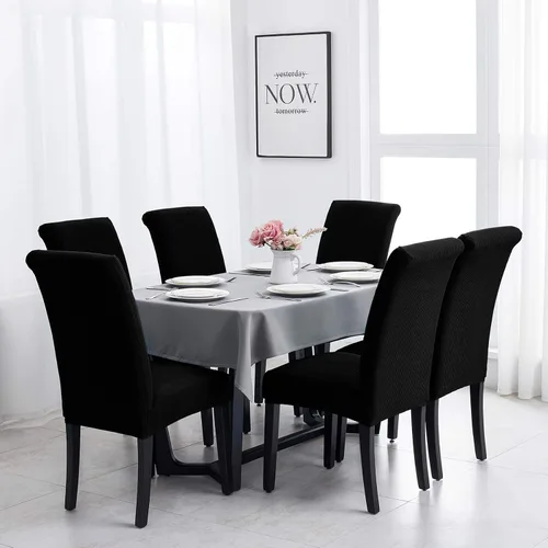 Vista 5 de Joccun - Juego de 2 fundas para sillas de comedor, fundas elásticas para sillas de comedor, fundas de asiento para sillas de comedor, funda de Negro