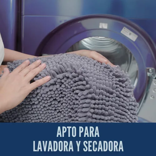 Vista 4 de Muddy Mat Alfombras de Baño de Chenilla de Microfibra de Secado Rápido Antideslizantes Lavables, Extra Gruesas, Suaves y Altamente Absorbentes Gris