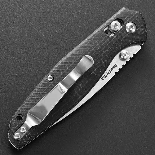 Vista 8 de Eafengrow EF966 Cuchillo plegable D2 Hoja Micarta Mango con Clip de Bolsillo EDC Cuchillo táctico Perillas de pulgar Axis Lock EDC Cuchillo Negro