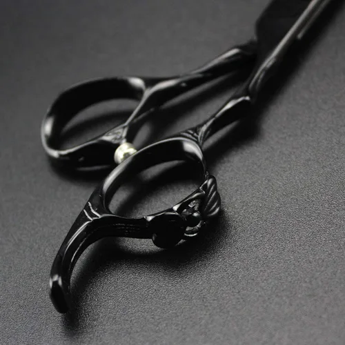 Vista 7 de Tijeras de corte de pelo, 6.0 pulgadas negras profesionales japón 440C tijeras de corte de pelo – peluquería de mezcla/adelgazamiento/texturización