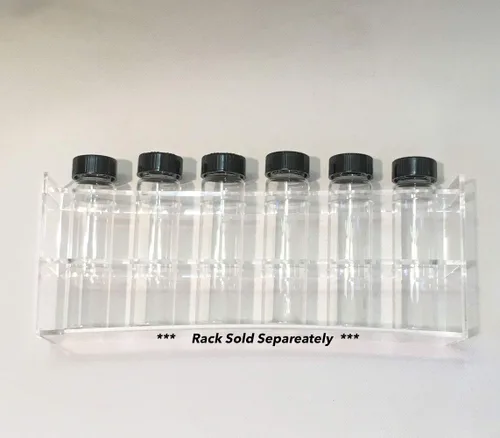 Vista 6 de Botella de vidrio transparente con tapas negras a rosca, de 3.75 pulgadas, 8 adarmes, 1 onza, para muestras, almacenamiento de cosméticos, hierbas