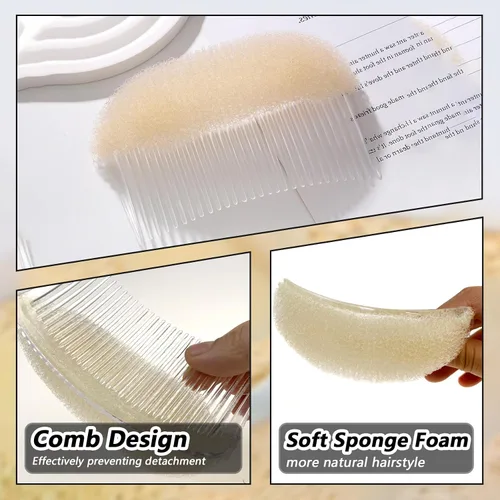 Vista 4 de ericotry 2 piezas de encantador peine para el cabello, insertos de volumen de colmena, base de cabello, almohadilla para moño, accesorios