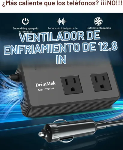 Vista 7 de DrimMek Inversor de Corriente para Automóvil de 200W, Salida de Adaptador de Enchufe de Automóvil Inversor DC 12V a 110V AC Encendedor