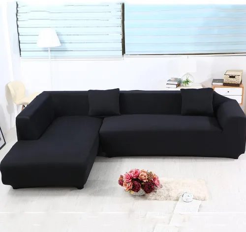 Vista 4 de MIFXIN Fundas de sofá en forma de L, 2 piezas de tela de poliéster elástico, fundas de sofá seccionales con 2 fundas de almohada, sofá