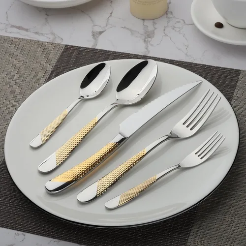 Vista 6 de Juego de cubiertos dorados de acero inoxidable de 60 piezas, juego de cubiertos de cocina, juego de utensilos de mesa para la cocina, incluye