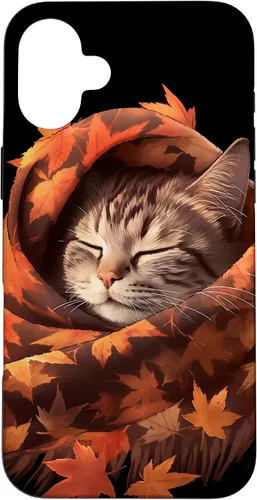 Vista 21 de Funda para iPhone 13 American Shorthair Cat Kitten Autumn Fall Leaves Case