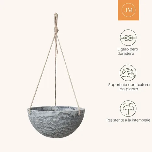 Vista 3 de LA JOLIE MUSE Macetas Colgantes para Flores y Plantas - 9.84 Pulgadas Interiores Exteriores Balcón Patio Juego de Jardineras Colgantes de 2