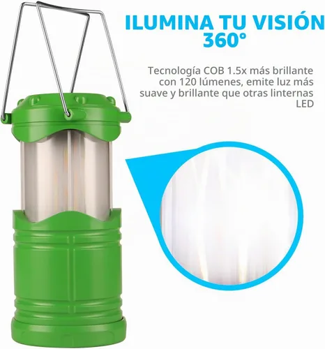 Vista 8 de Lichamp Paquete de 4 linternas LED para campamento, velas plegables sin llama, velas de té, luces de campamento portátiles a batería, kit de Verde