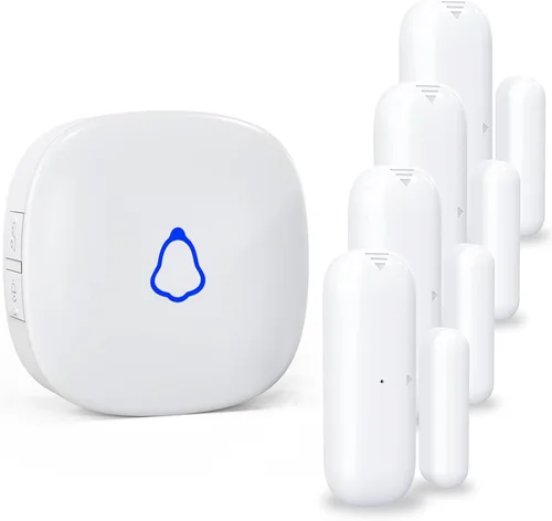 Vista 12 de Timbre de puerta METEK, alarma inalámbrica de sensor de contacto para puertas abiertas con alcance de 500 pies, 58 timbres y 5 niveles de volumen