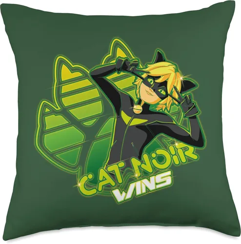 Vista 5 de Miraculous Ladybug-Gamer Collection-Cat Noir Wins - Almohada de 16 x 16 pulgadas, multicolor