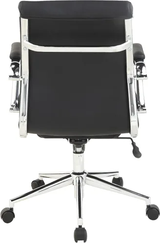 Vista 6 de Office Star Silla de oficina ajustable Antimicrobial Manager con base cromada, respaldo medio, tela negra Dillon