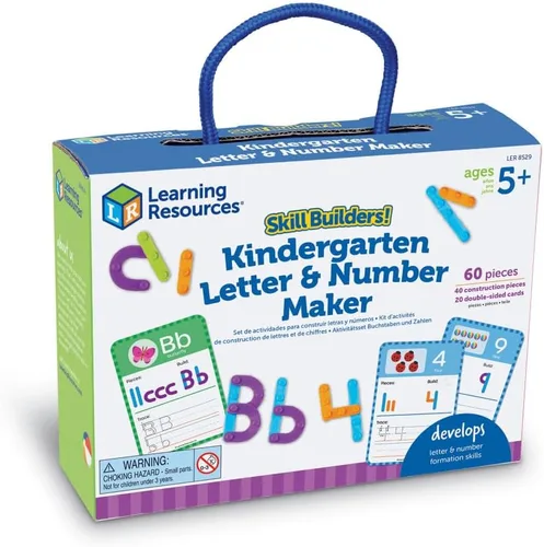 Vista 2 de Learning Resources ¡Constructores de habilidades! Creador de letras y números de jardín de infantes, 60 piezas, a partir de 6 años