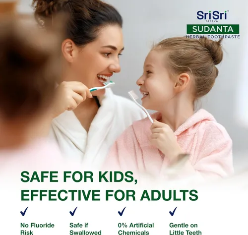 Vista 8 de Sri Sri Tattva Sudanta - Pasta de dientes de carbón - SLS, pasta de dientes herbales sin flúor con neem y hierbas ayurvédicas, blanqueamiento dental