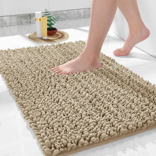 Vista 28 de Yimobra Alfombras de Baño Antideslizantes Lavables - Alfombra de Baño de Chenilla Ultra Suave Absorbente, Alfombra Peluda de Secado Rápido para Negro