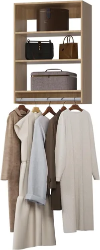 Vista 15 de Unidad Colgante Doble Mediana para Closet, Sistema Modular de Closet, Organizador de Sistema de Closet de Madera con Almacenamiento para Walk-in