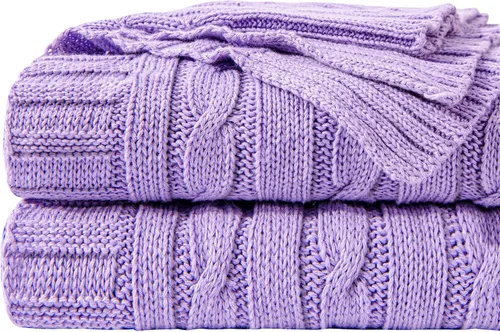 Vista 25 de NTBAY Manta de punto trenzado de 100 % algodón puro, súper suave y cálida de 51 x 67 pulgadas, para sofá, silla, cama, extra acogedora, lavable a