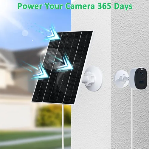 Vista 4 de FUTUREZEN Panel solar de 4 W para cámara de seguridad, cargador solar tipo C/micro USB para cámaras de batería recargable, impermeable IP66, soporte