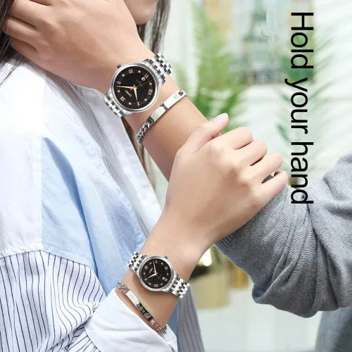 Vista 2 de SKMEI Watches for Couples Men and Women His and Hers Pair Watch Set Husband Wife Valentines Matching Wedding Gifts Classic Stainless Luxry Business