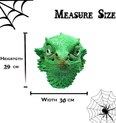 Vista 3 de MAOGUSR Máscara de lagarto para cabeza de animal, disfraz de Halloween, máscara de látex para fiesta, cabeza completa para adultos, color verde