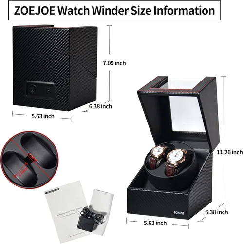 Vista 4 de Enrolladores automáticos de reloj para relojes automáticos, caja de bobinadora de reloj doble para hombres y mujeres, caja de almacenamiento
