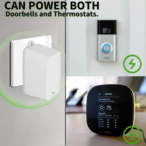 Vista 4 de Timbre de puerta de 16.5 V 40 VA enchufable de reajuste automático de transformadores de CA de seguridad, compatible con Ring Video Doorbell Pro