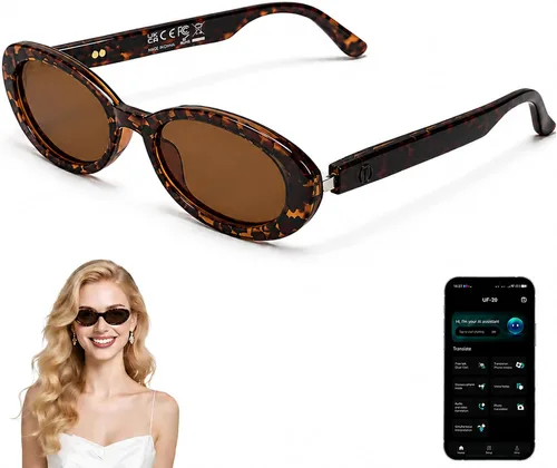 Vista 10 de GenXenon Gafas inteligentes para hombres y mujeres, lentes de luz azul transparente, gafas Bluetooth con altavoz, asistente de voz y toque