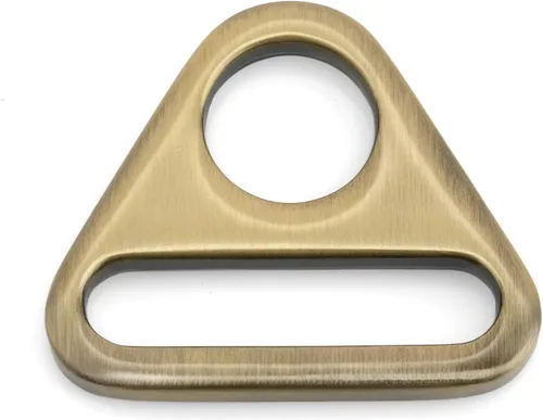 Vista 3 de CRAFTMEMORE 4 piezas de ajuste de anillos triangulares hebilla de ajuste de anillos en D para bolsa de coser correa correas SC84, Cobrizo cepillado
