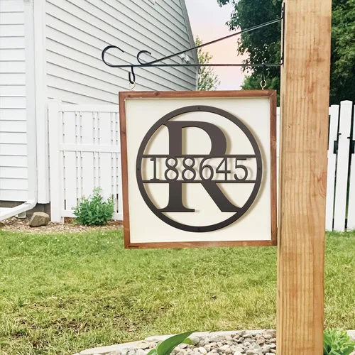 Vista 9 de Monogram Letter Metal Sign, Custom Metal Name Sign Address Numbers, Metal Wall Art, Family Wall Decor, Outdoor Metal Sign, Personalized Family Name