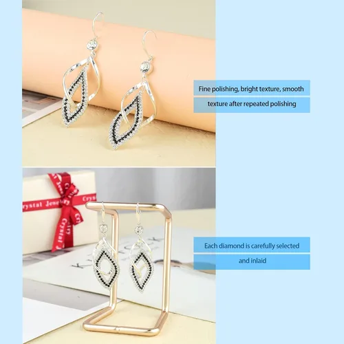 Vista 5 de Dangle Earrings for Women, 925 Silver Handmade Linear Swirl Wire Bohemian Boho Diamonds Earrings (Silver, Hoho Diamonds)