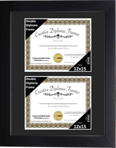 Vista 25 de Creative Picture Frames Marco de diploma doble clásico negro de 6 x 8 pulgadas con vidrio negro y colgador de pared instalado