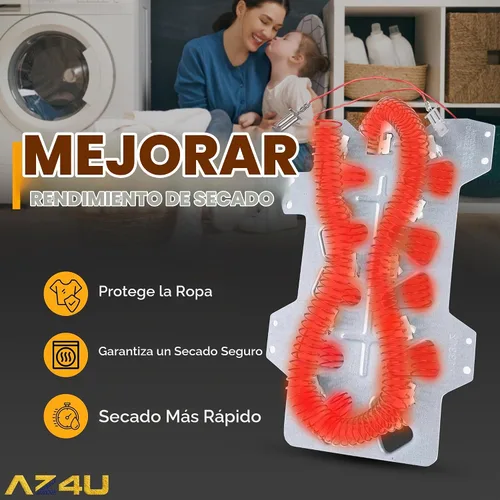 Vista 8 de Elemento calefactor de secador AZ4U reemplaza para Samsung DV209AEW/XAA