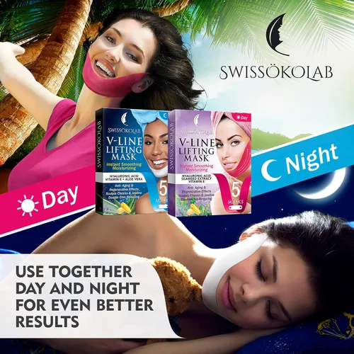 Vista 7 de SWISSÖKOLAB Máscara facial con levantamiento en forma de V, parche para barbilla, reductor de mentón, ajuste de contorno de barbilla, reafirmante