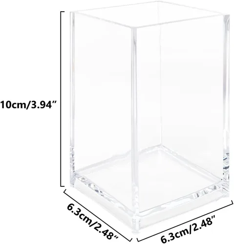 Vista 2 de Newkita Paquete de 2 Portavasos Transparentes de Acrílico para Lápices y Bolígrafos, Soporte Transparente para Brochas de Maquillaje, Almacenamiento