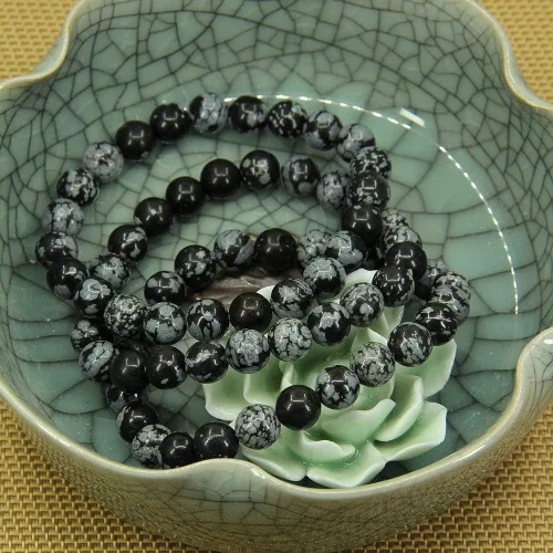 Vista 5 de Angelstones Pulsera elástica hecha a mano con gemas semipreciosas de 0.315 in, cuentas redondas, 7 pulgadas, unisex