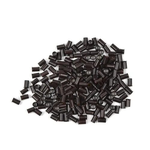 Vista 14 de 200 piezas de 0.134 in de microanillos de eslabones de cuentas de cobre sin silicona para extensiones de cabello (negro)