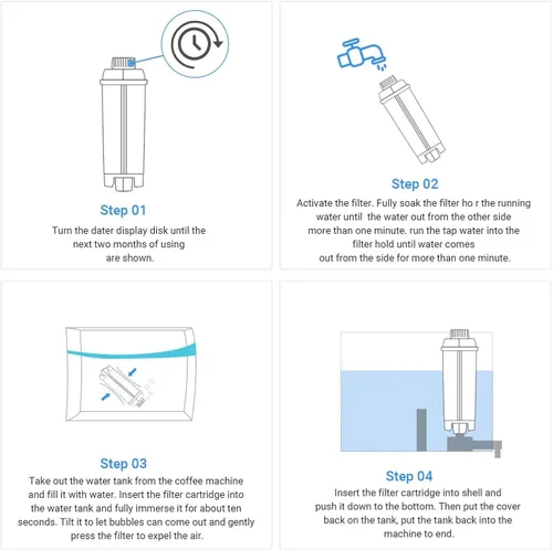 Vista 6 de Filtro de agua para Delonghi DLSC002, Delongie Cartucho de filtro de agua activo de carbono suavizante, compatible con Delongie ECAM, Esam, ETAM