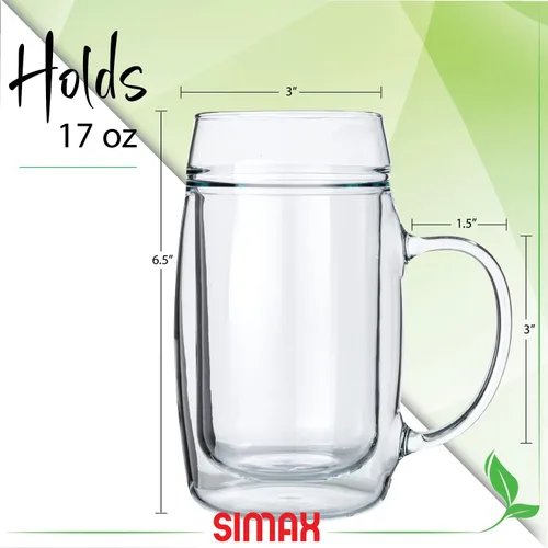 Vista 8 de SIMAX Vasos de cerveza aislados de doble pared, congelables, 17 onzas, tazas de cerveza congelada para hombre con asas (1)
