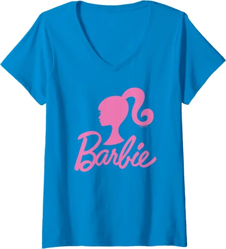 Vista 9 de Camiseta con cuello en V con logotipo rosa Barbie para mujer Barbie Negro