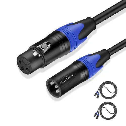 Vista 7 de Cable XLR, cables de micrófono de 1.5 pies, cable XLR corto macho a hembra de 3 pines adecuado para sistemas de altavoces, estación de radio