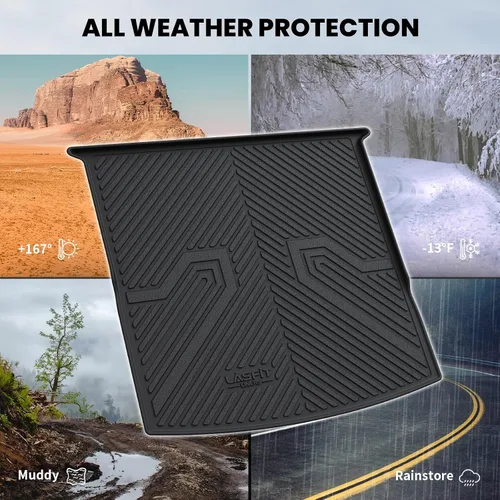 Vista 7 de LASFIT - Tapete de carga 3D para maletero de Volkswagen VW2018-2024 (ajuste 5 asientos), protección para todo tipo de clima, tapete de TPE de alta